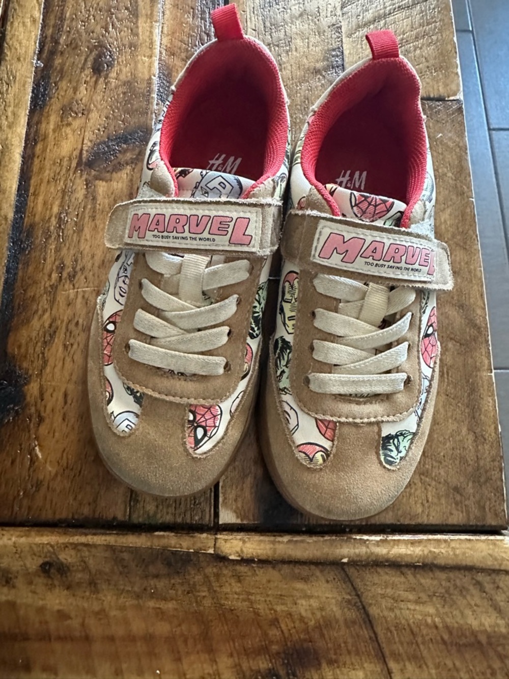 H&M Marvel Kids Brown and Red Accent Sneakers
